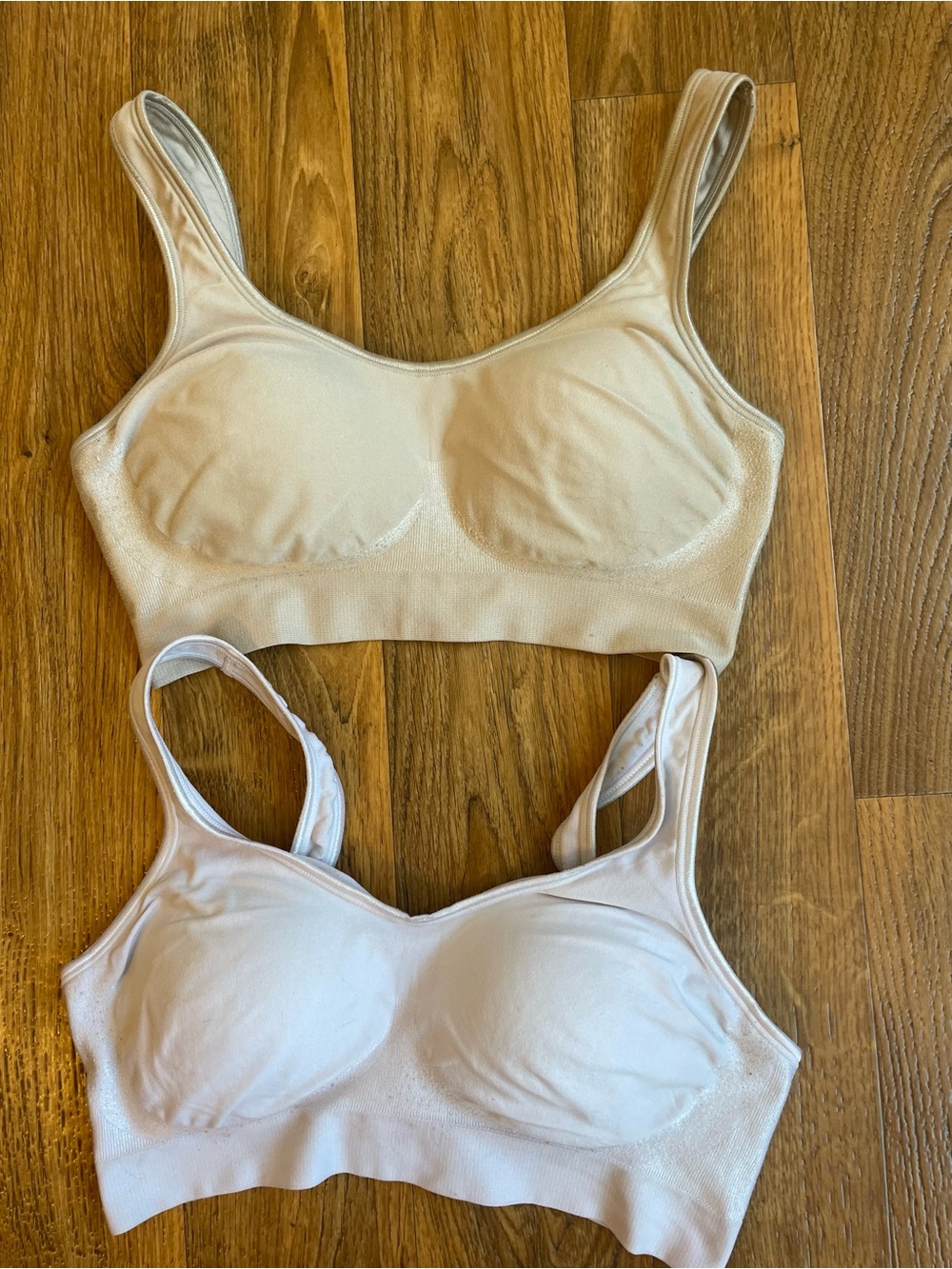 Bali Two-Pack Wireless Comfort Bras in Beige and White